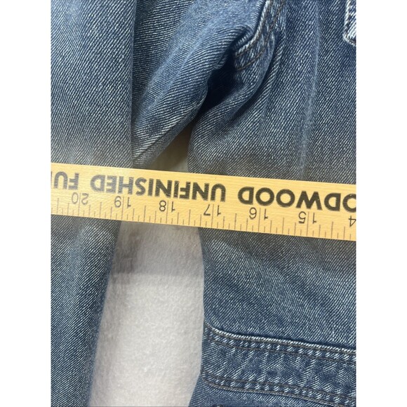 Mudd Quilted Lined Mid Length Jean Jacket L Blue Button Denim Grunge Vintage Y2K - Picture 8 of 9